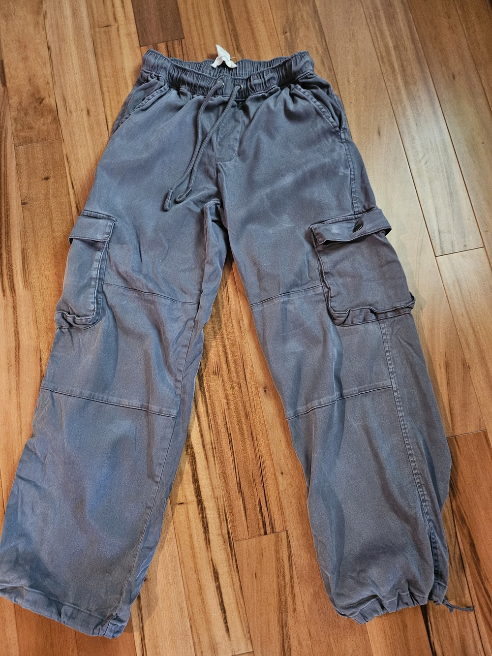 C&C California Women Washed Blue/gray Cargo Drawstring Pants